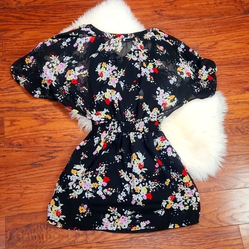 Express Black Mini Floral Dress - Picture 4 of 5
